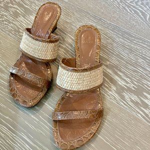 Alex Marie Leather & Straw Sandals Size 7.5 M